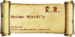 Reider Miklós névjegykártya