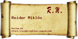 Reider Miklós névjegykártya